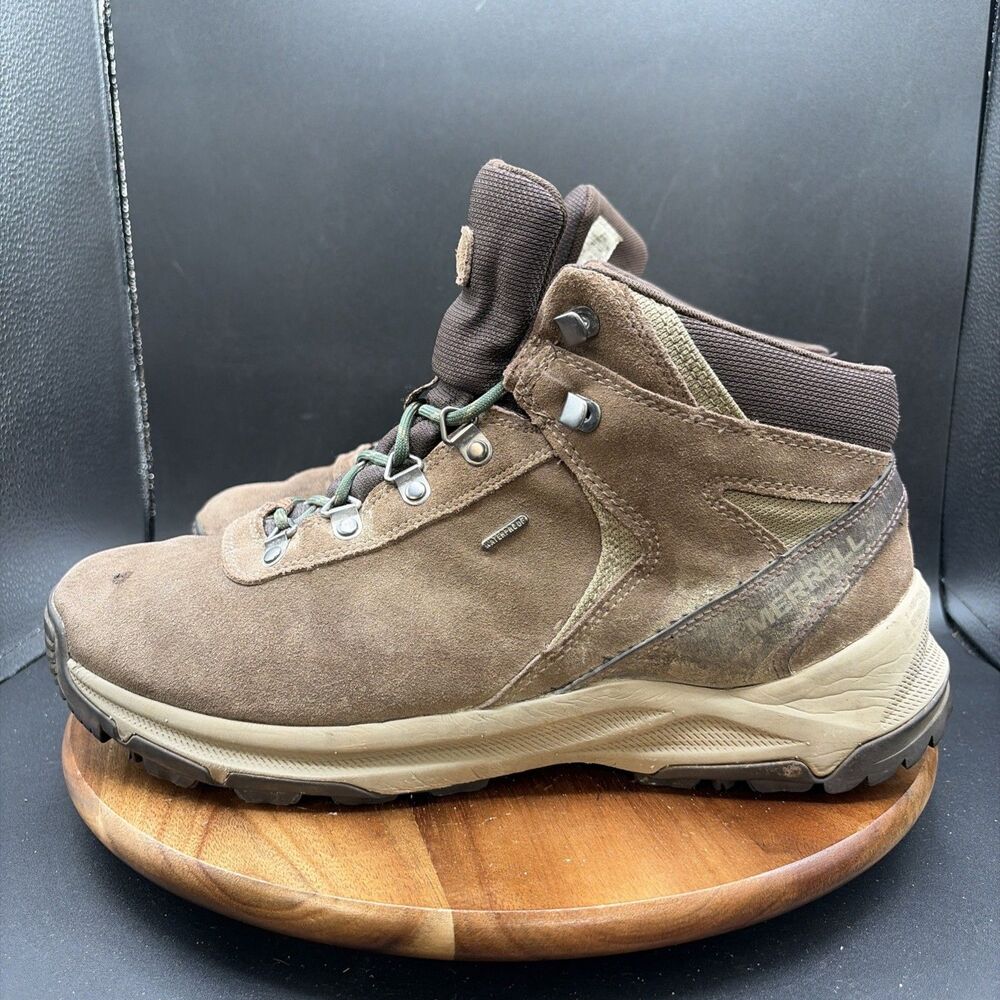 Merrell Brown Erie Mid Men's Size 12 Hiking Boots Waterproof Shoes